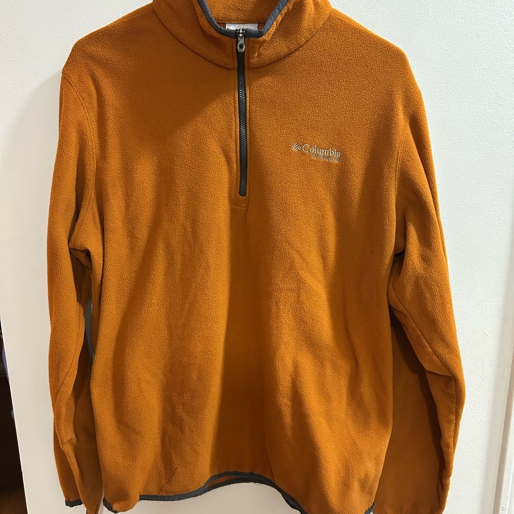 Columbia Titanium Fleece Pullover Men's‎ Size M Orange 1/4 Zip Outdoor